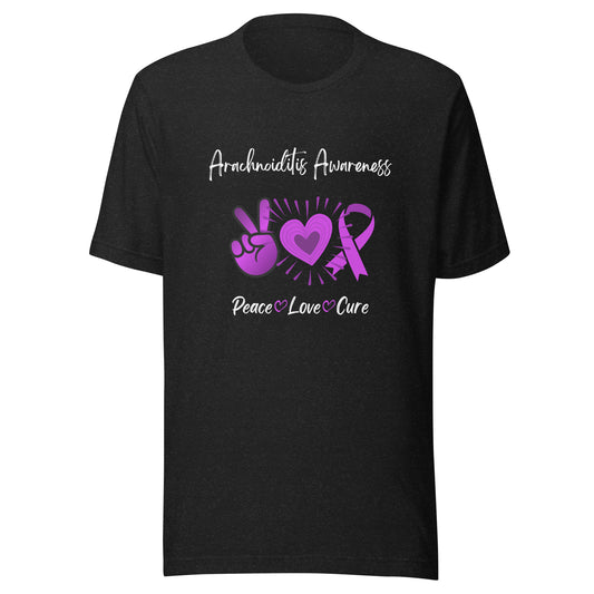Peace Love Cure Arachnoiditis Awareness Unisex T-shirts