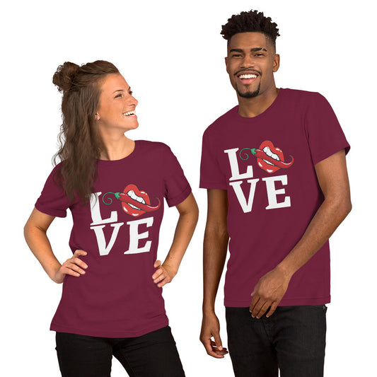 LOVE- Hot Chili Pepper Valentine's Day Unisex t-shirt