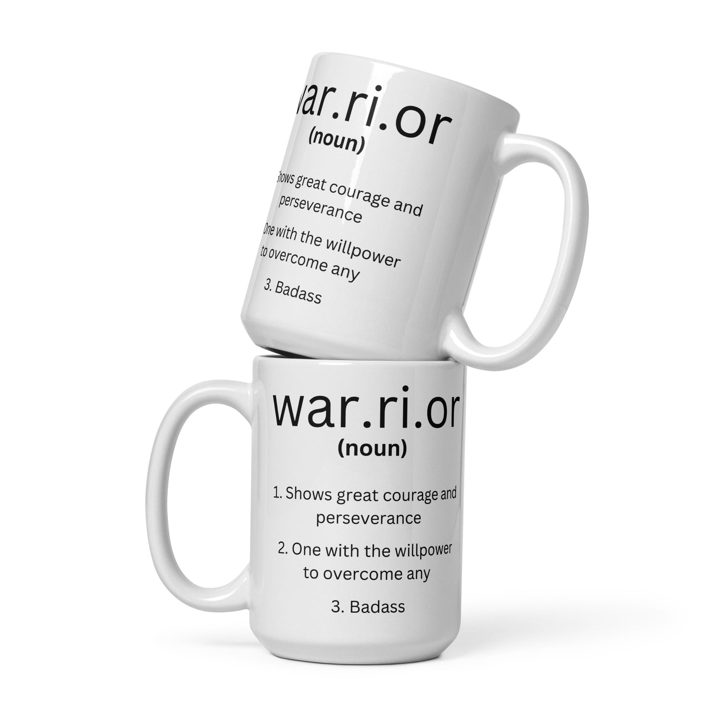 11oz, 15oz, or 20oz Warrior White glossy mug
