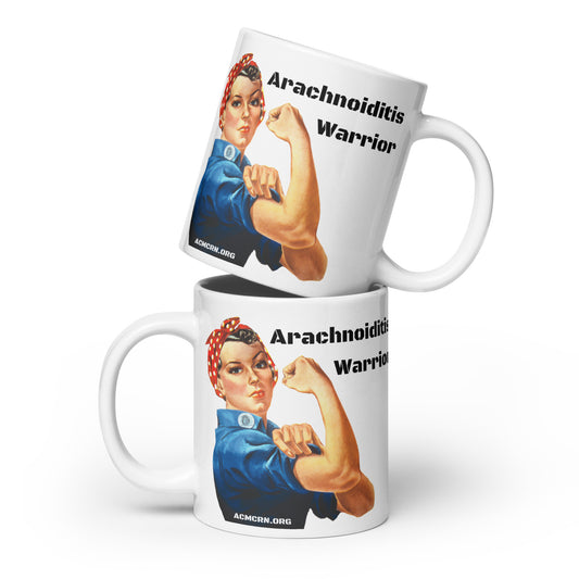 11oz, 15oz, or 20oz Arachnoiditis Warrior Rosie Riveter White glossy mug